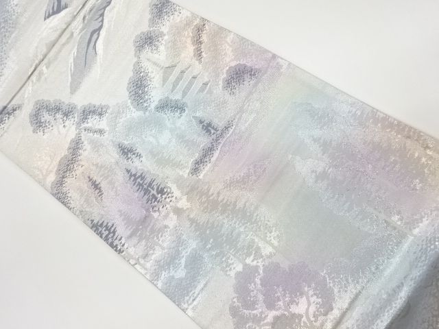 JAPANESE KIMONO / VINTAGE FUKURO OBI / WOVEN TEMPLE & TREES
